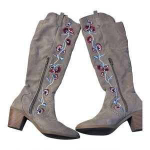Carlos by Carlos Santana Embroidered Tan Heeled Boots